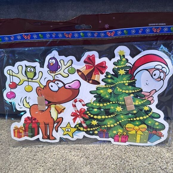 Christmas Window Decorations Assorted Santa Reindeer Double Sided (12pack) NEW - Picture 5 of 16